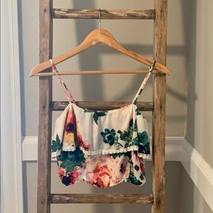 Anthropologie Audrey 3+1 Floral Crop Top